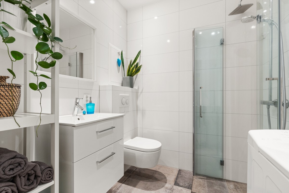 Hybelens bad ble også pusset opp i 2020. Galleribilde