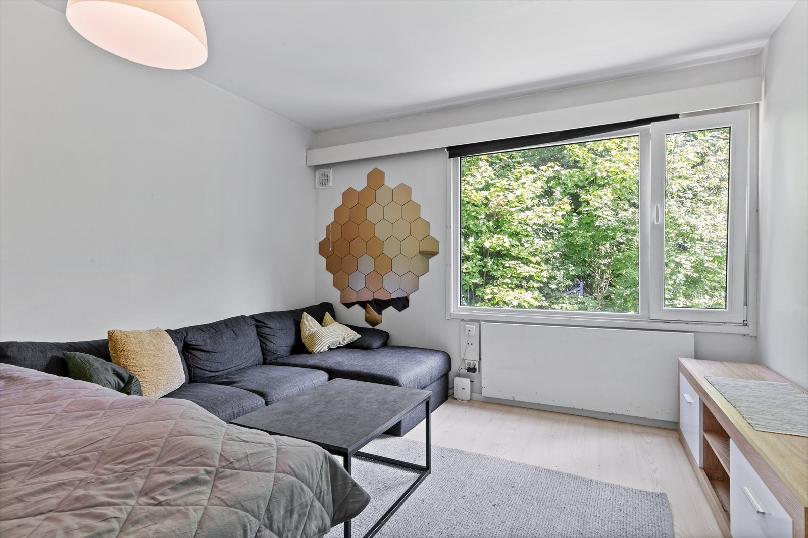 Utsyn mot marka fra stuevinduet. Galleribilde