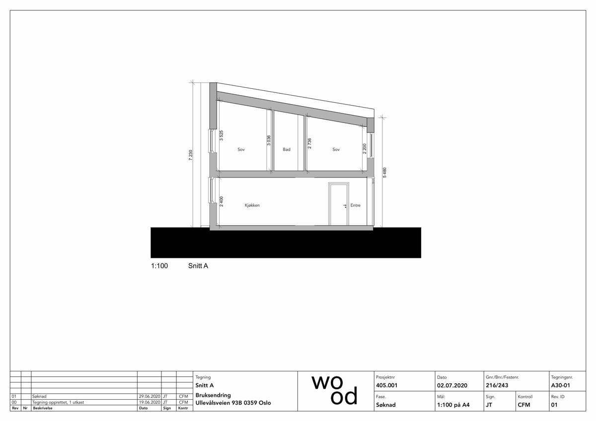 Snittegning iht. rammetillatelse Galleribilde