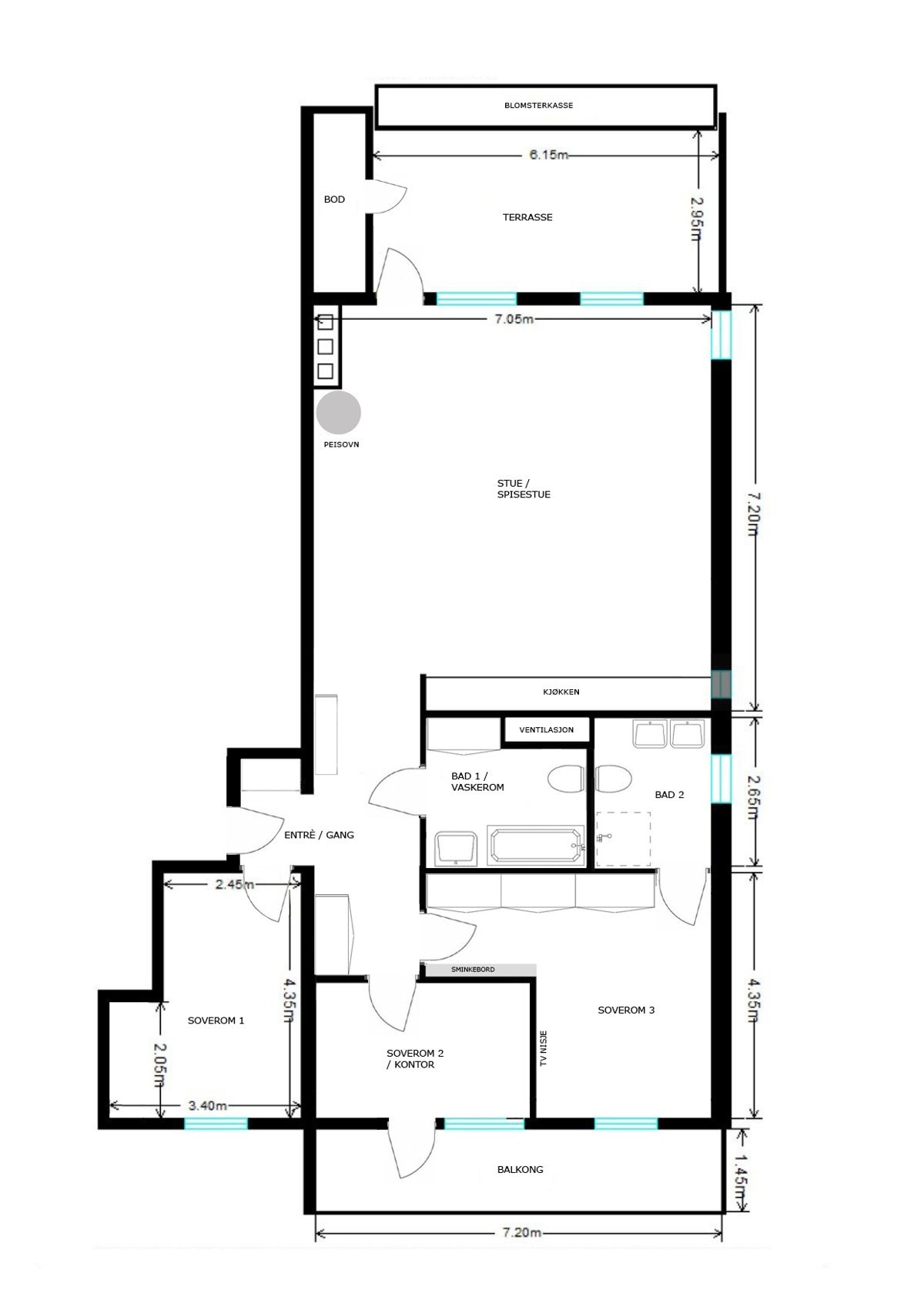 Plantegning (noe avvik på målene kan forekomme) Galleribilde