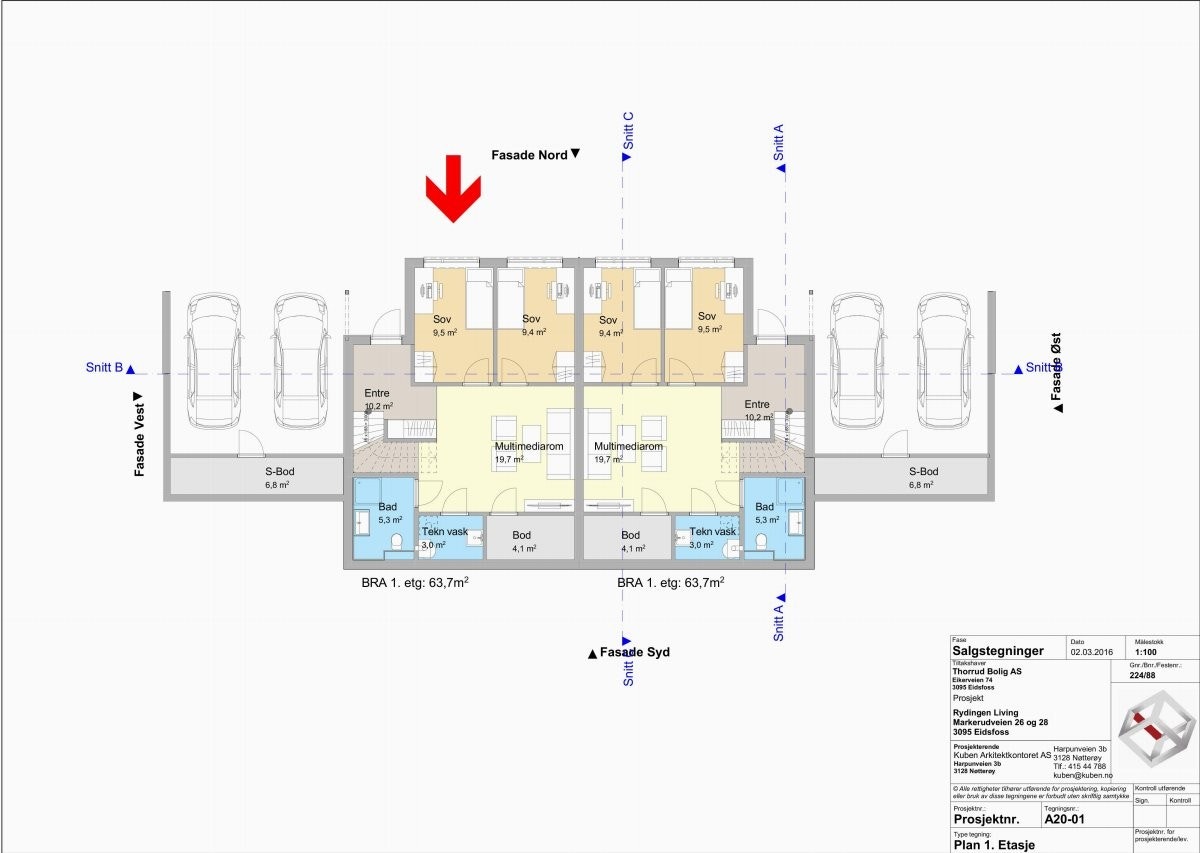 Plantegning 1 etasje (boligen til venstre) Galleribilde
