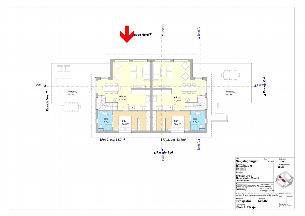 Plantegning 2 etasje (boligen til venstre) Galleribilde