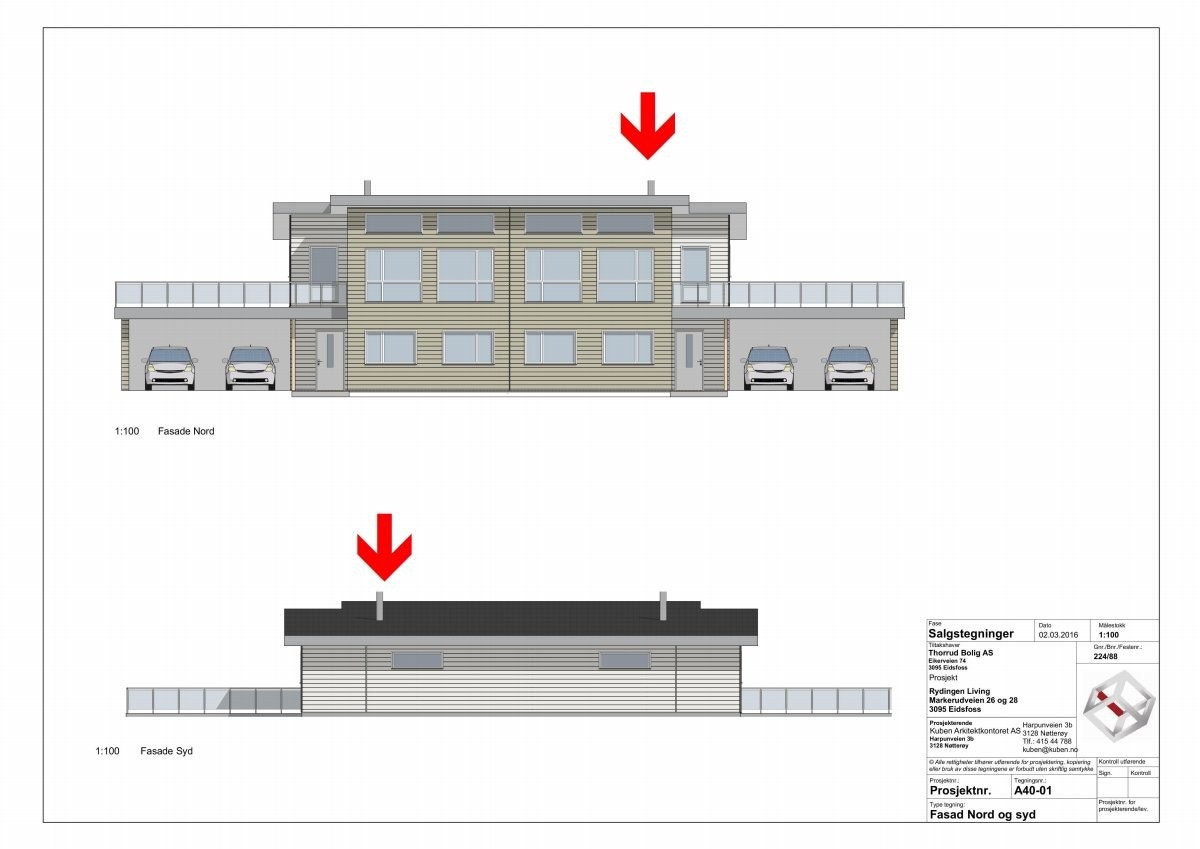 Prosjektert bolig under oppføring med flott utsikt over Eikern - Stor terrasse med kveldssol og carport Galleribilde