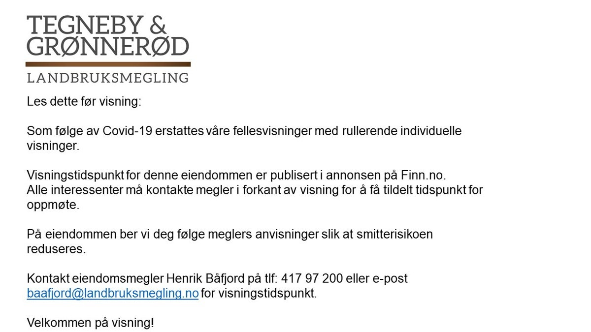 Ønsker du å delta på visning må du i forkant avtale eget tidspunkt med megler tlf 417 97 200 Galleribilde