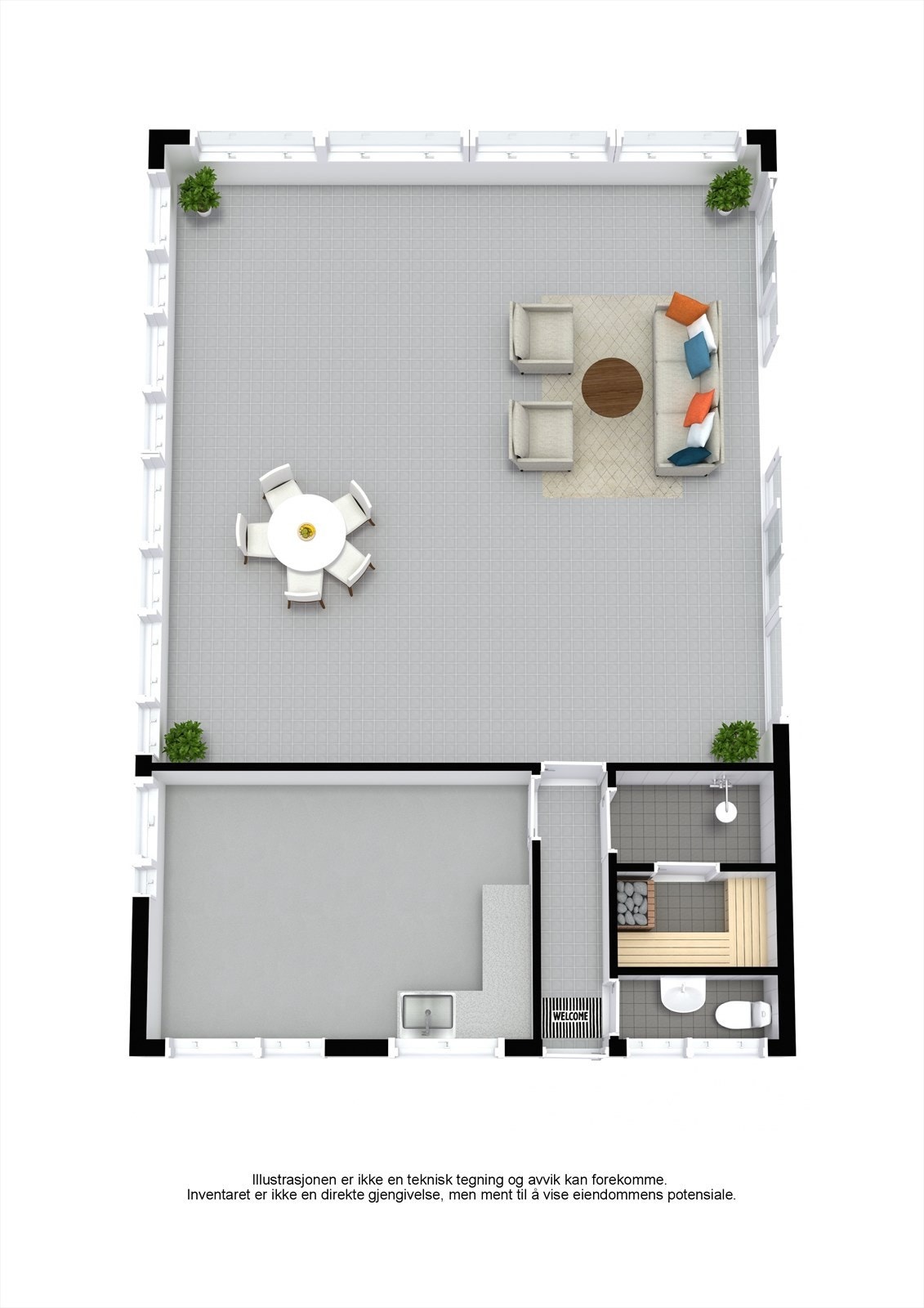 Plansklisse av annekset "badehuset". Galleribilde