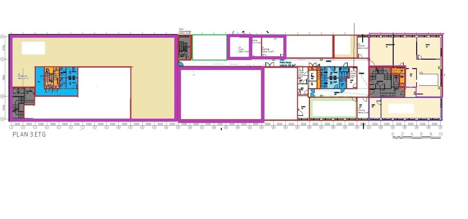 Ledig areal i FBV 38-40 er markert i lilla Galleribilde