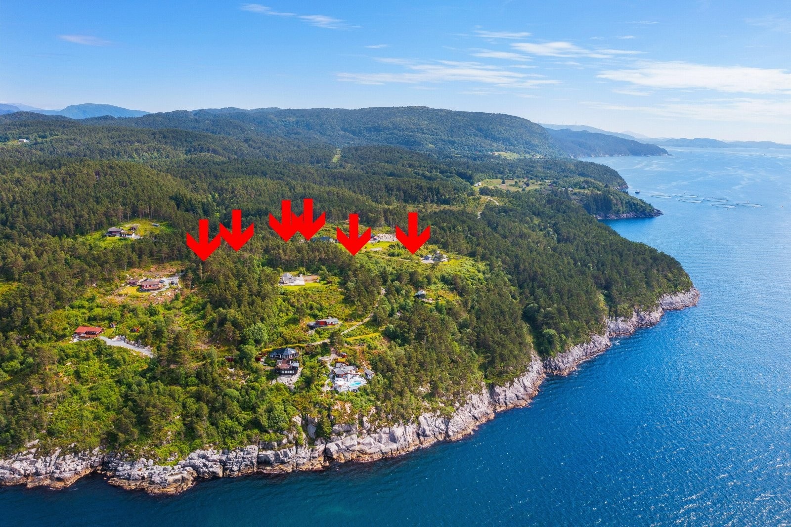 Omtrentelig plassering av tomtene som er til salgs. Galleribilde