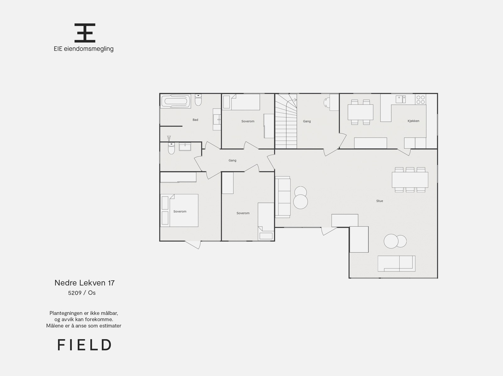 Plantegning hovedetasje. Galleribilde