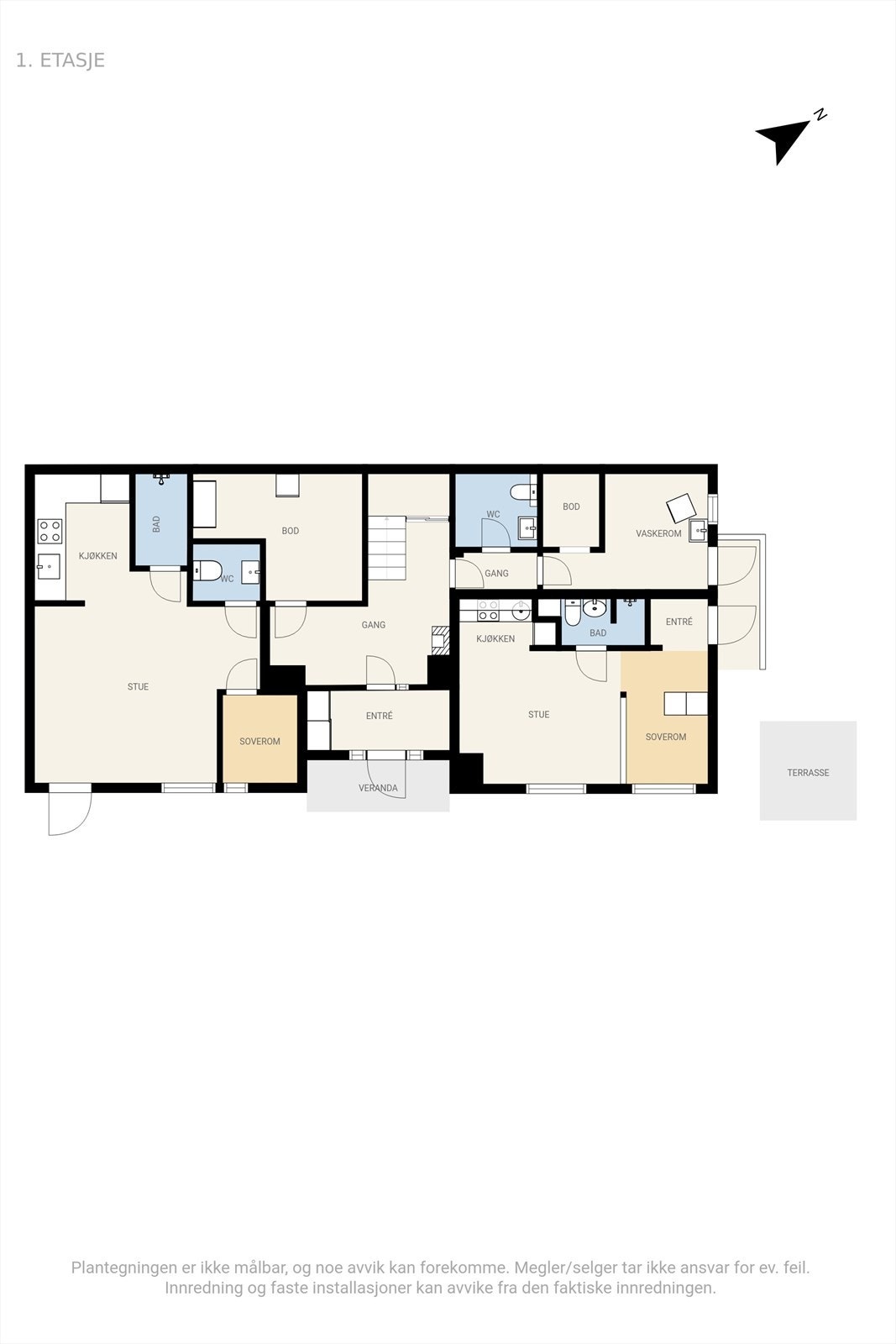 I 1.etasje er det to utleiedeler på henholdsvis 30 og 49 kvm Galleribilde