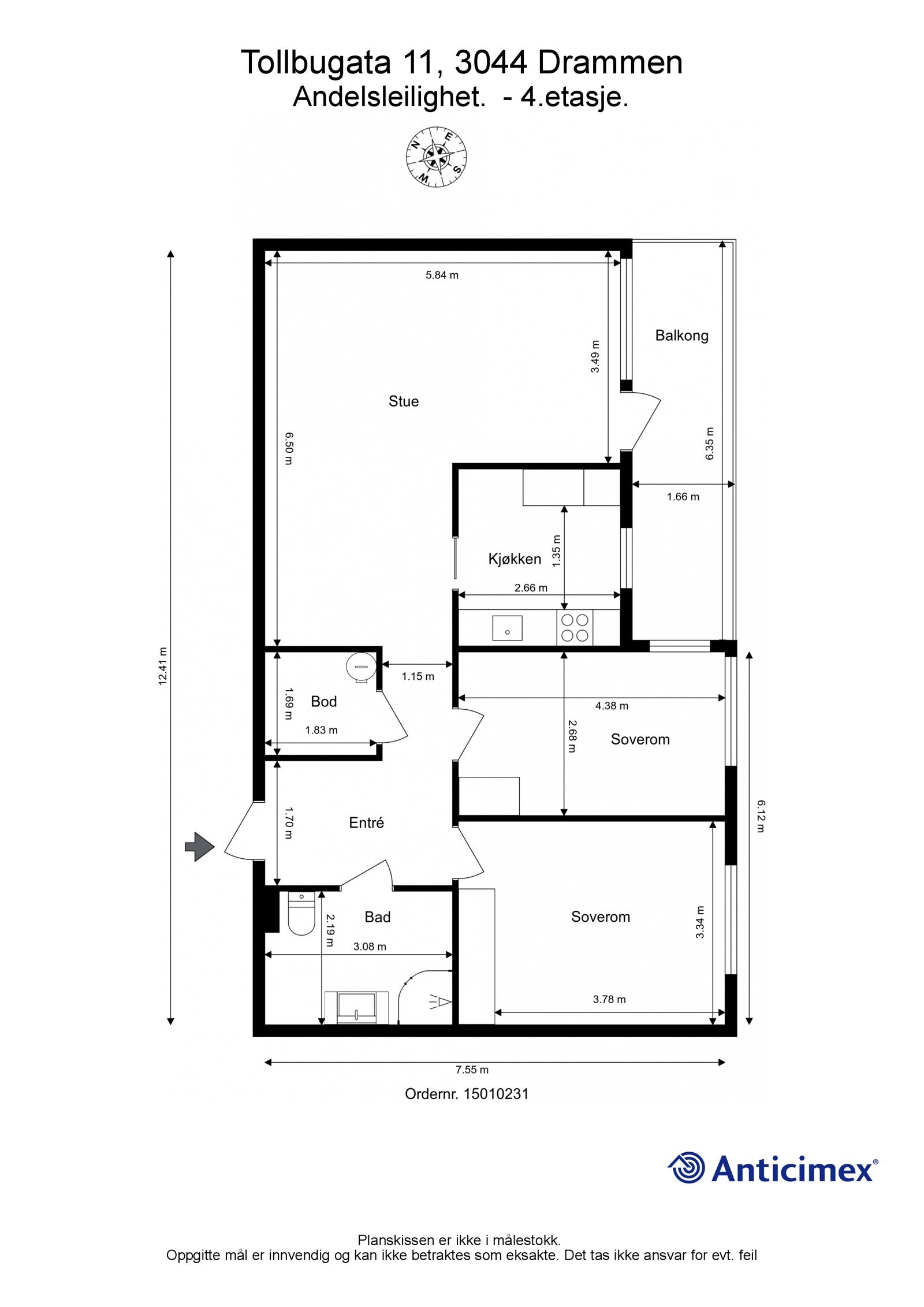 2D plantegning av leiligheten. Galleribilde