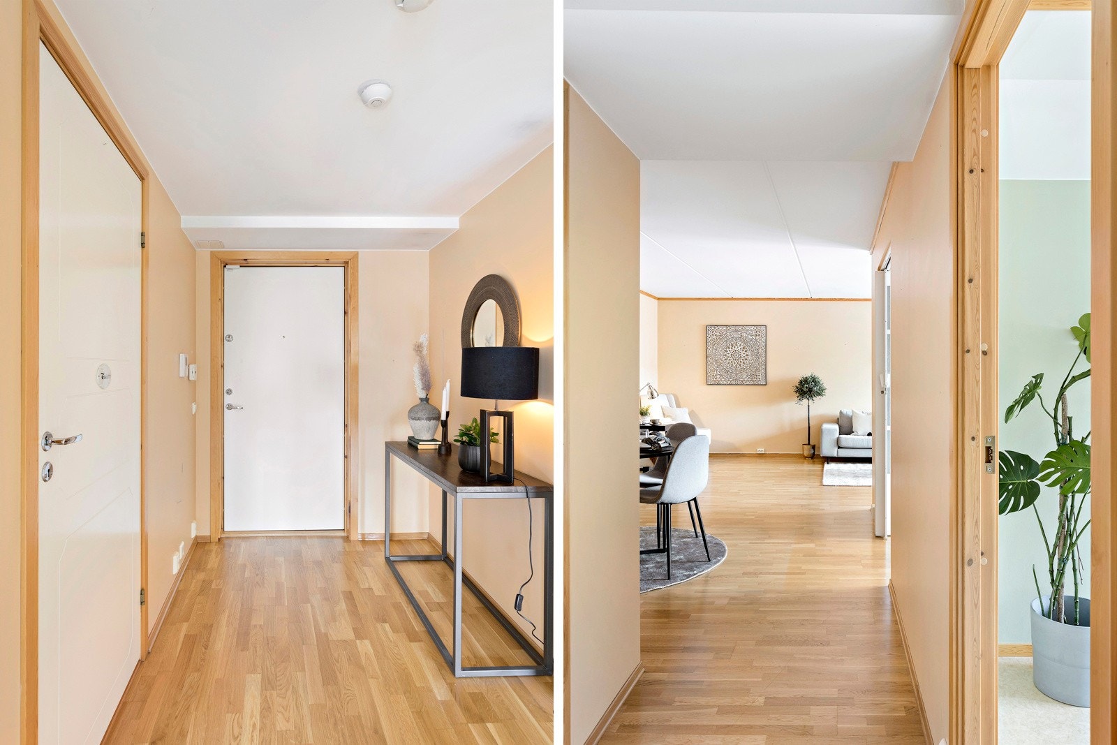 Fra gangen - både mot inngangsdøren og mot stuen. Galleribilde