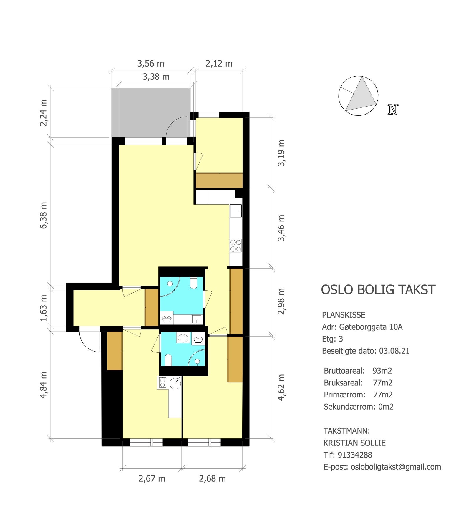Plantegning med mål. Galleribilde