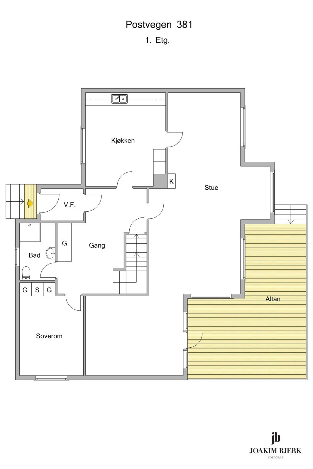 Plantegning 1. etasje Galleribilde