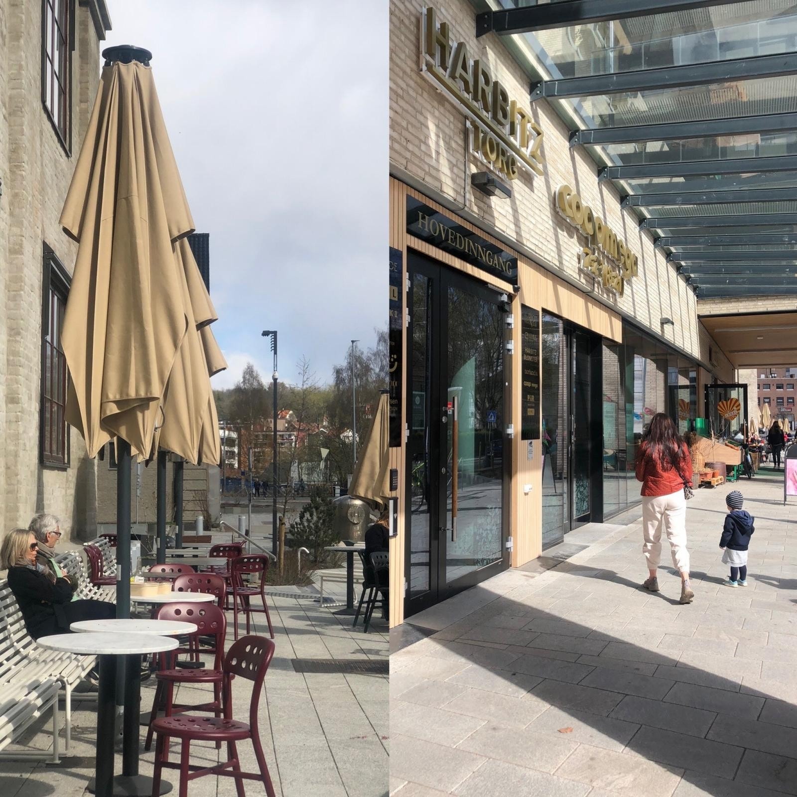 I umiddelbar nærhet ligger nye Harbitz Torg som kan by på flere lokale restauranter og caféer, uteservering, lekeplass og butikker, inkludert en stor COOP Mega med bla ferskvaredisk. Galleribilde