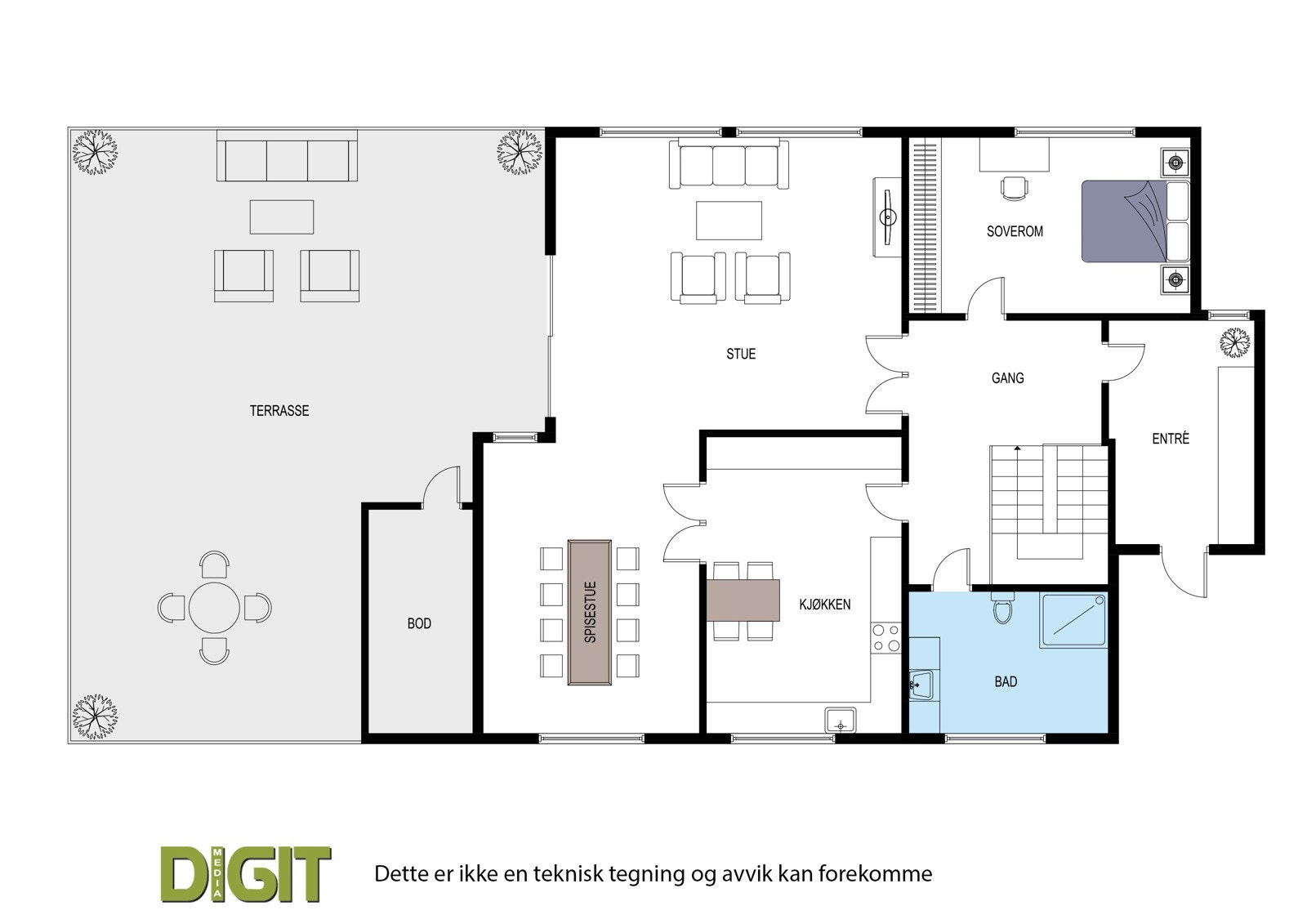 Plantegning 1 etasje. Galleribilde