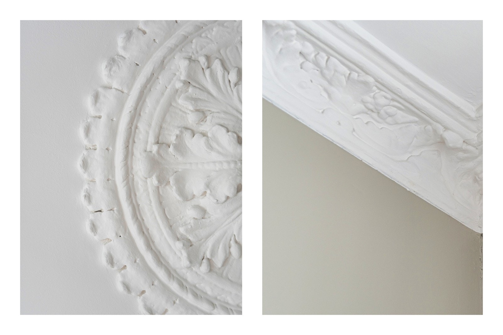 Vakre, originale detaljer som rosett og stukkatur kombineres med moderne og nymalte overflater. Galleribilde