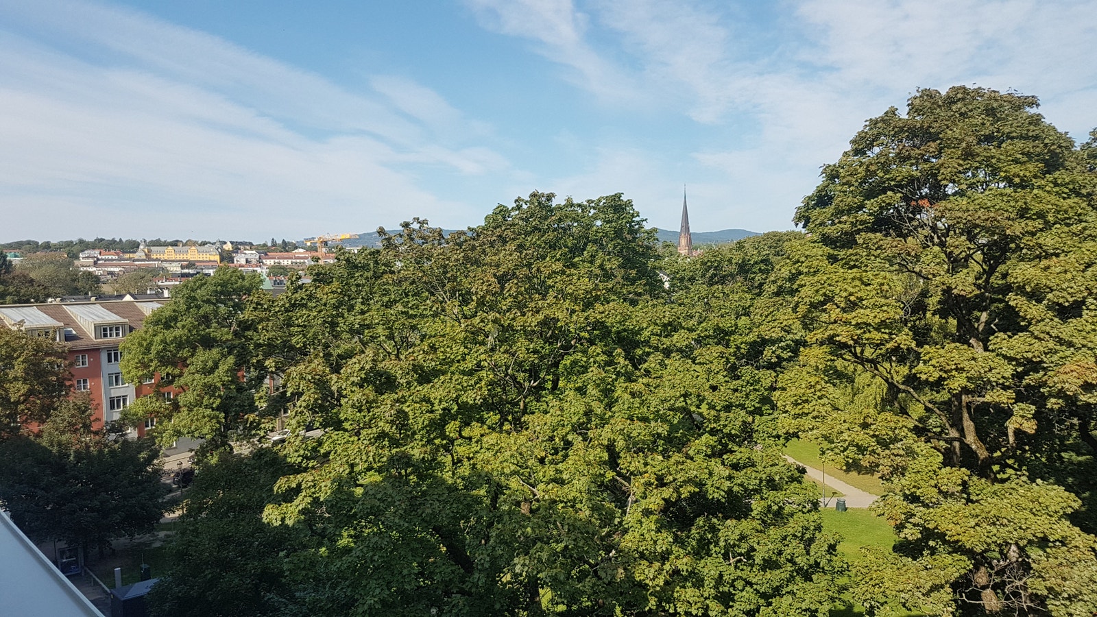 Utsikt over Sofienbergparken fra balkong i 7.etg. Galleribilde