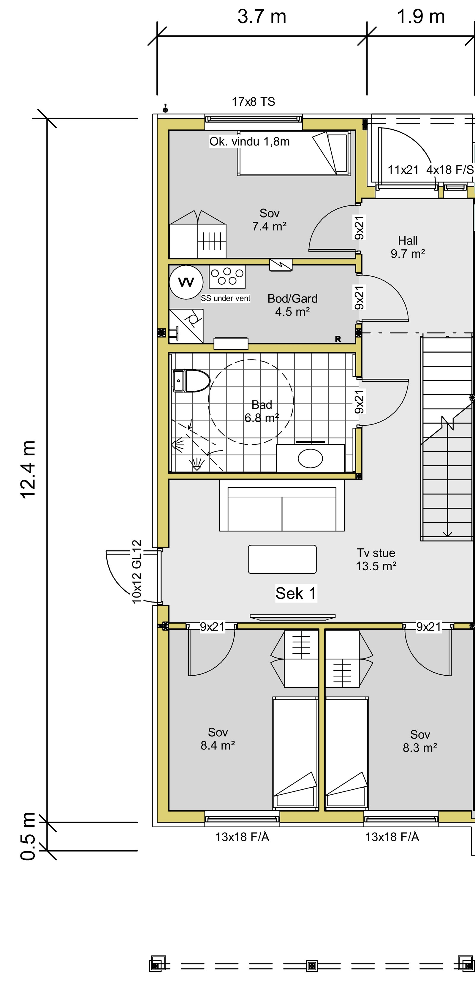 Planteikning 1.etg seksjon 1 Galleribilde