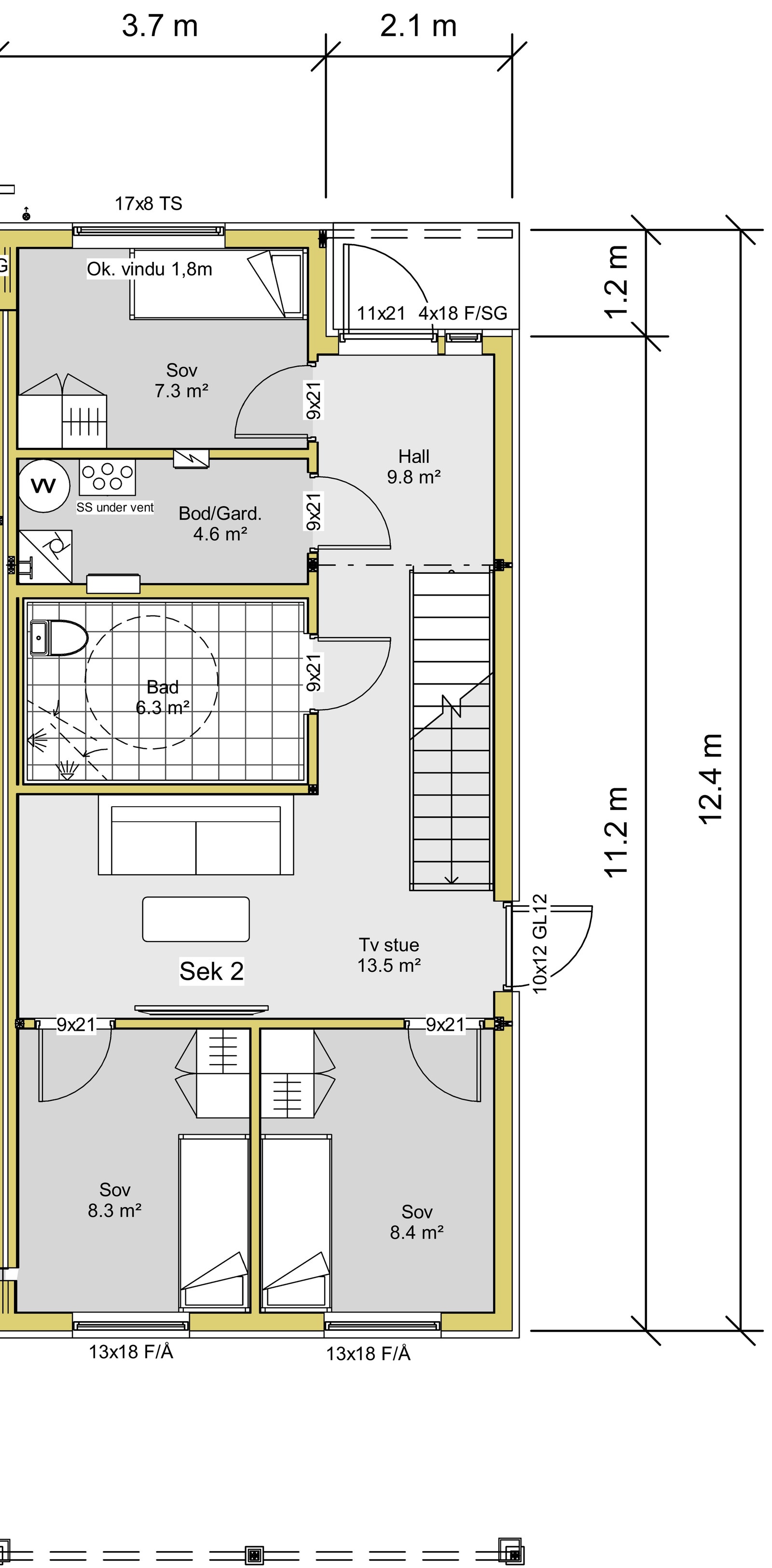 Planteikning 1.etg sek 2 Galleribilde