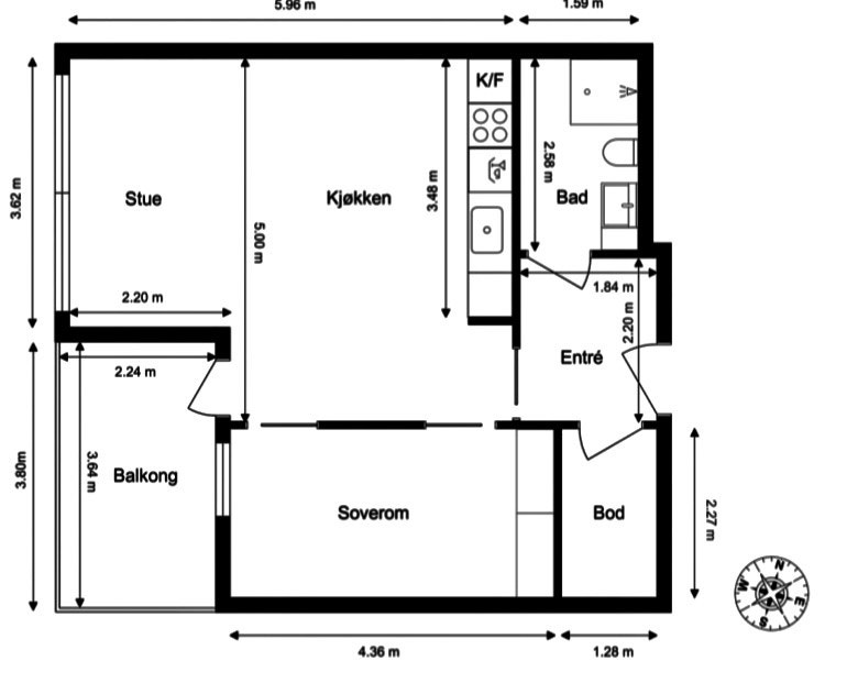 P-Rom 47 m2 + bod 3 m2 + balkong 8 m2 Galleribilde