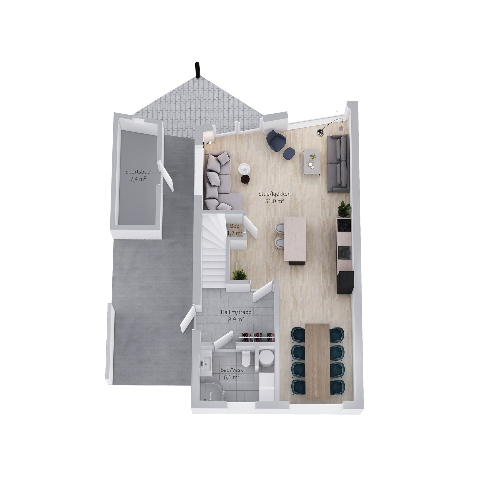 Planløsning 1.etg Galleribilde