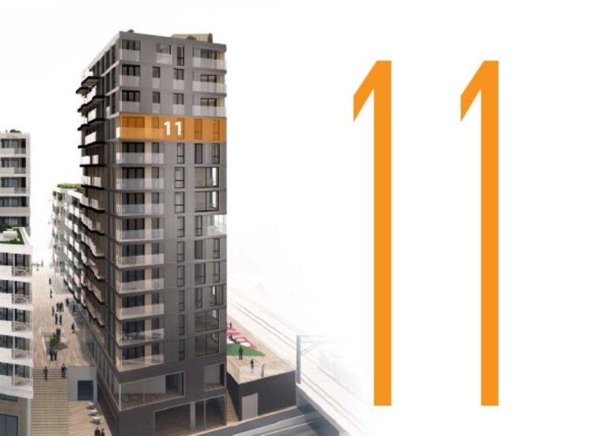 Ilustrasjon av bygget på 14 etasjer i tillegg til en takterrasse Galleribilde