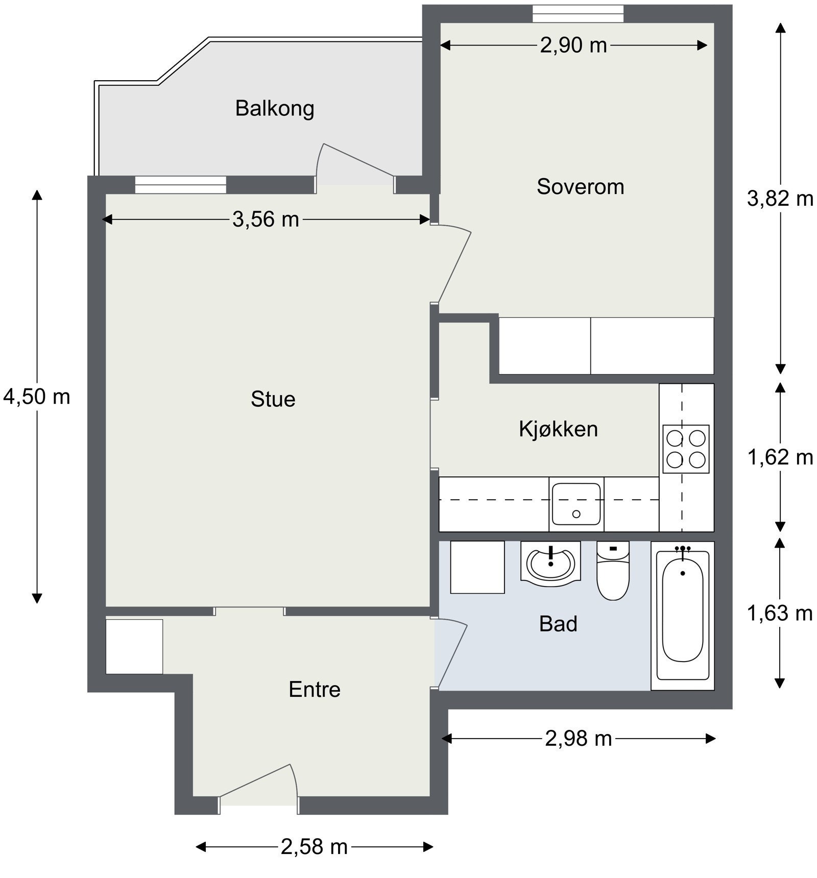 Plantegning med mål Galleribilde