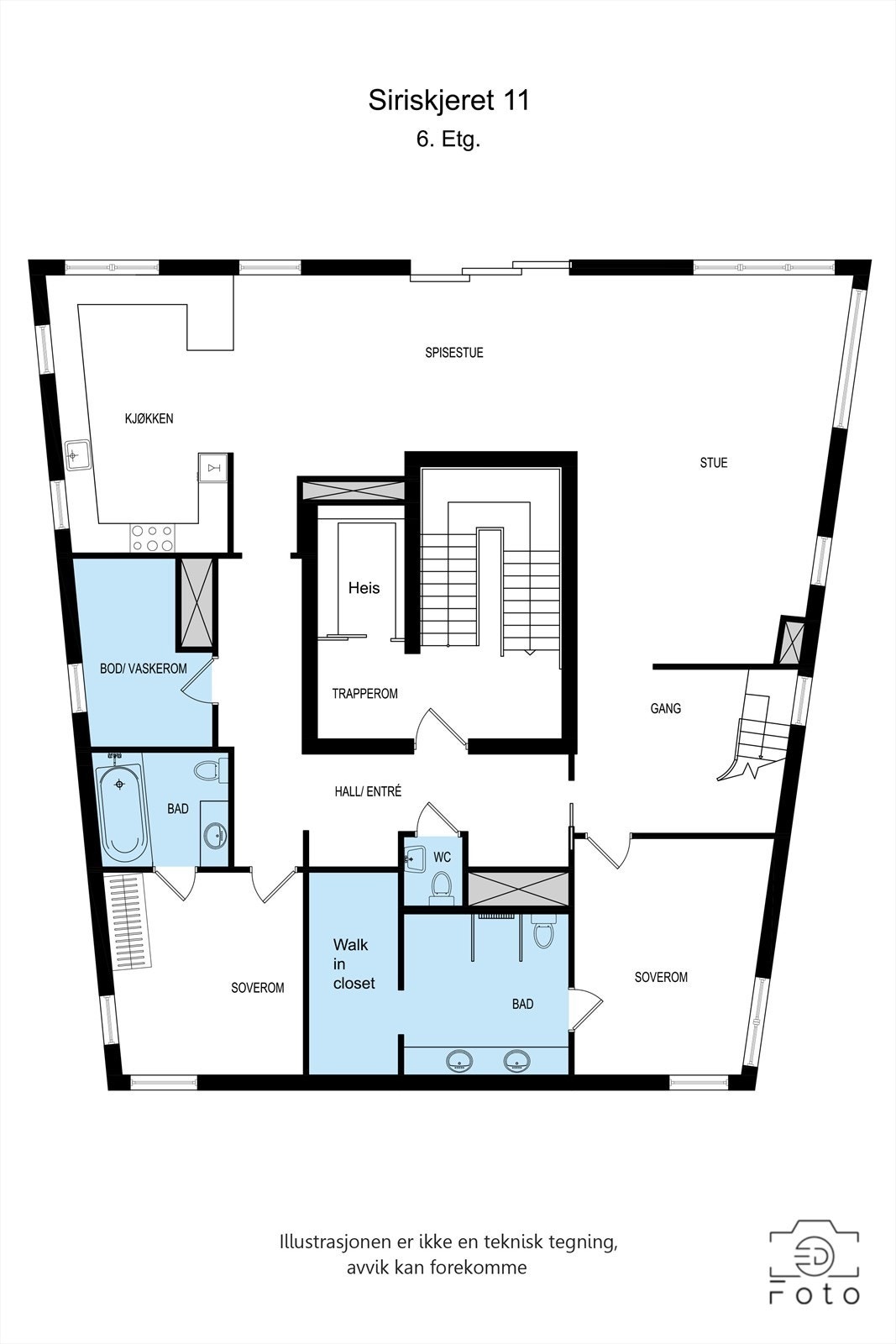 Plantegning 6. etasje Galleribilde