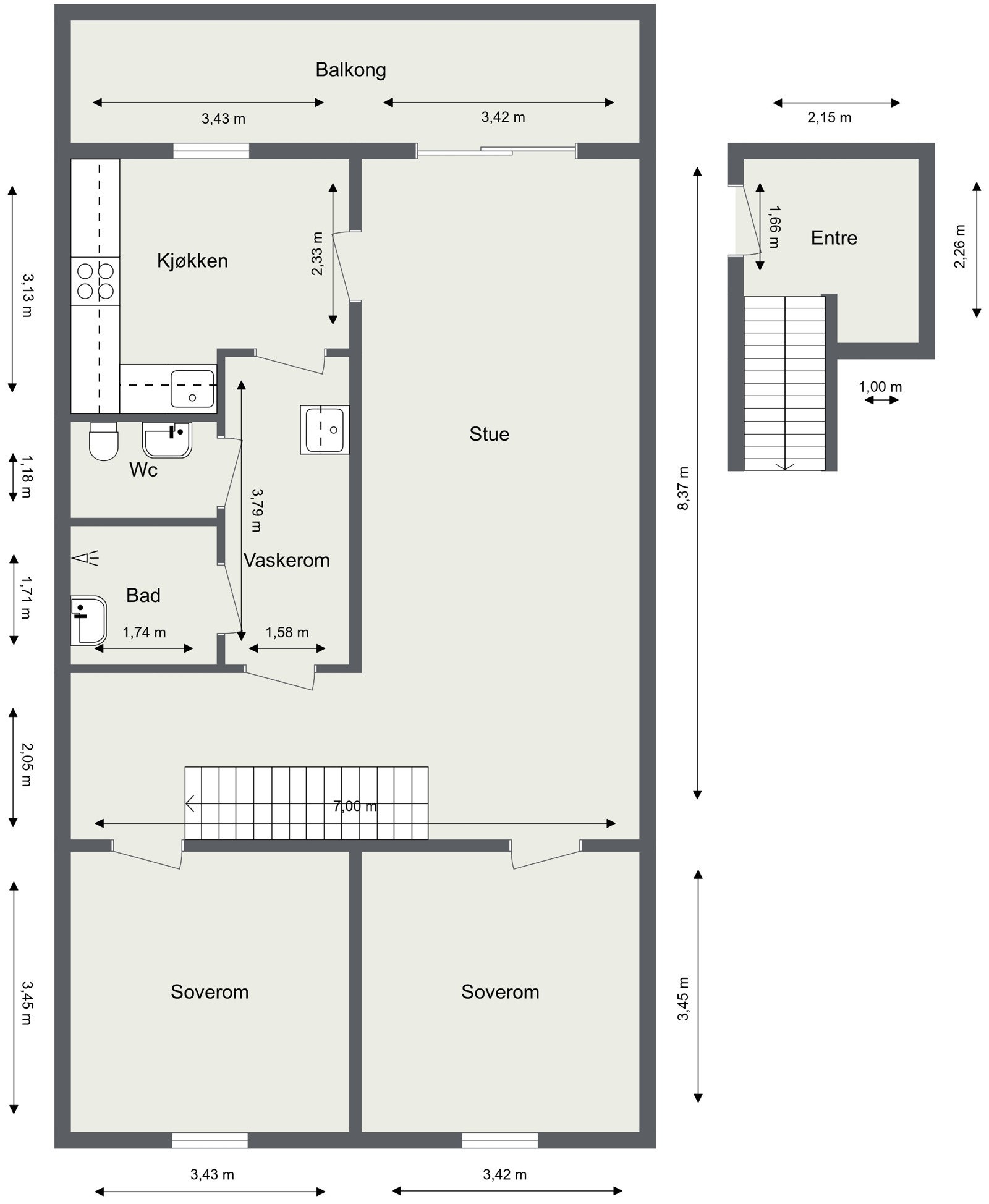 Kristiansandsgate 12 C plantegning Galleribilde