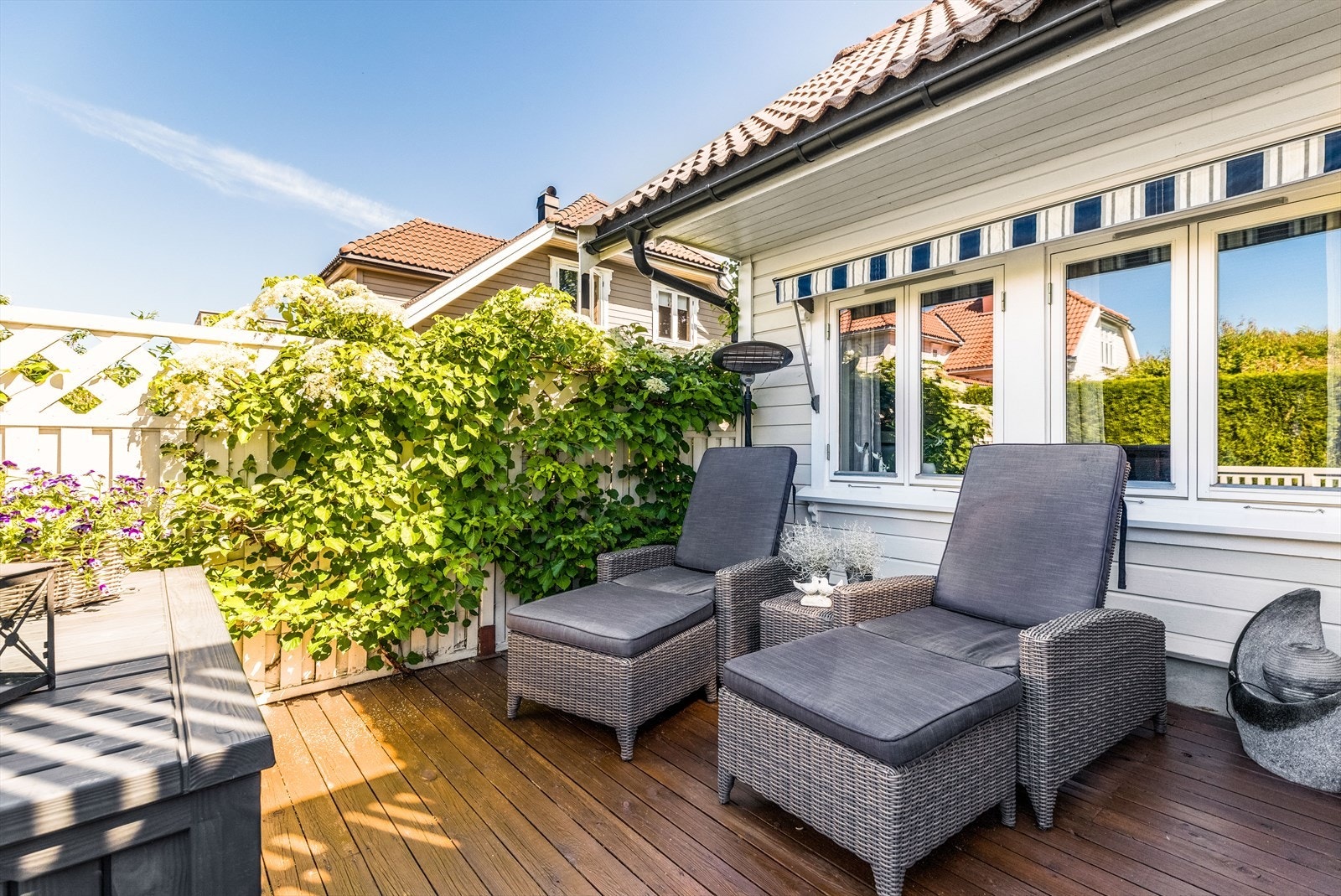 Flotte, vestvendte og usjenerte uteområder med gode solforhold Galleribilde