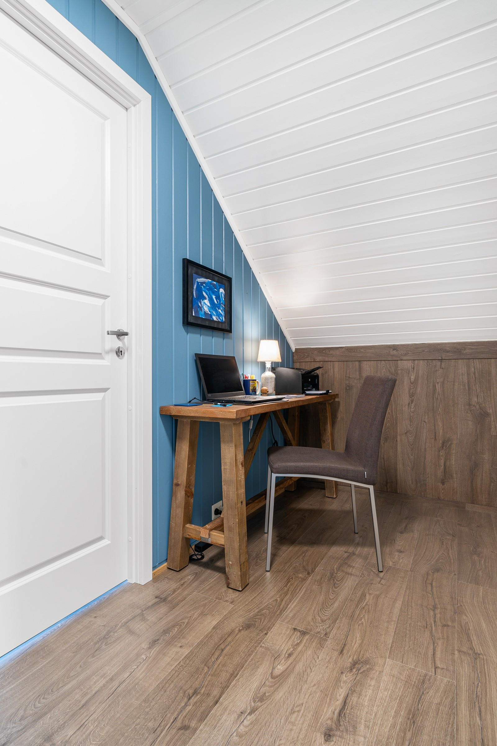Plass for hjemmekontor.
