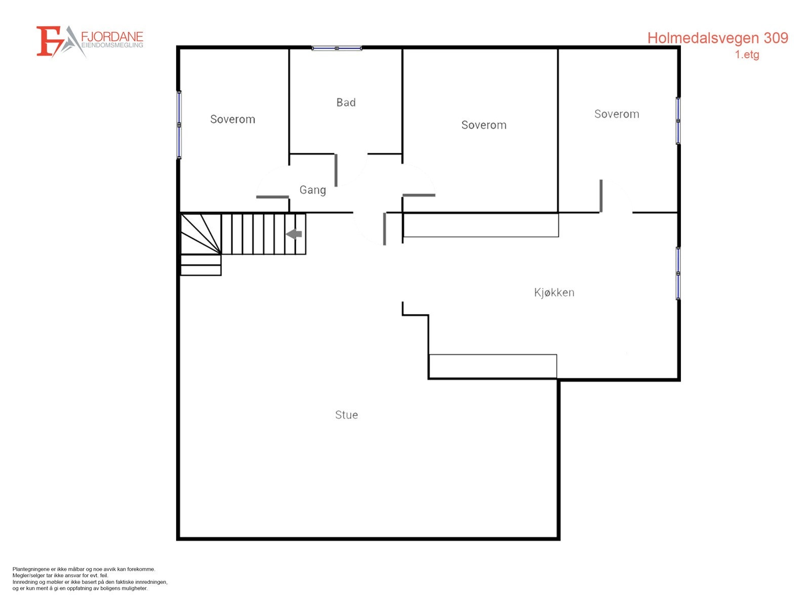 Planskisse 1. etasje Holmedalsvegen 309. P-rom: 115 kvm. Galleribilde