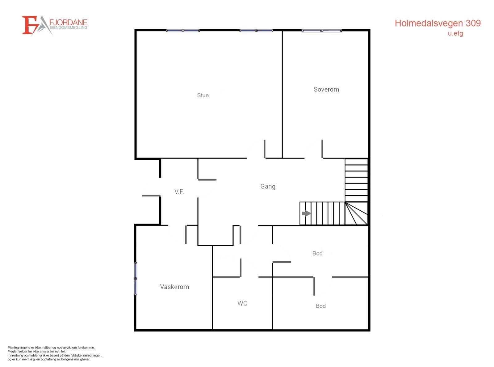 Planskisse underetasje Holmedalsvegen 309. P-rom: 61 kvm. Galleribilde
