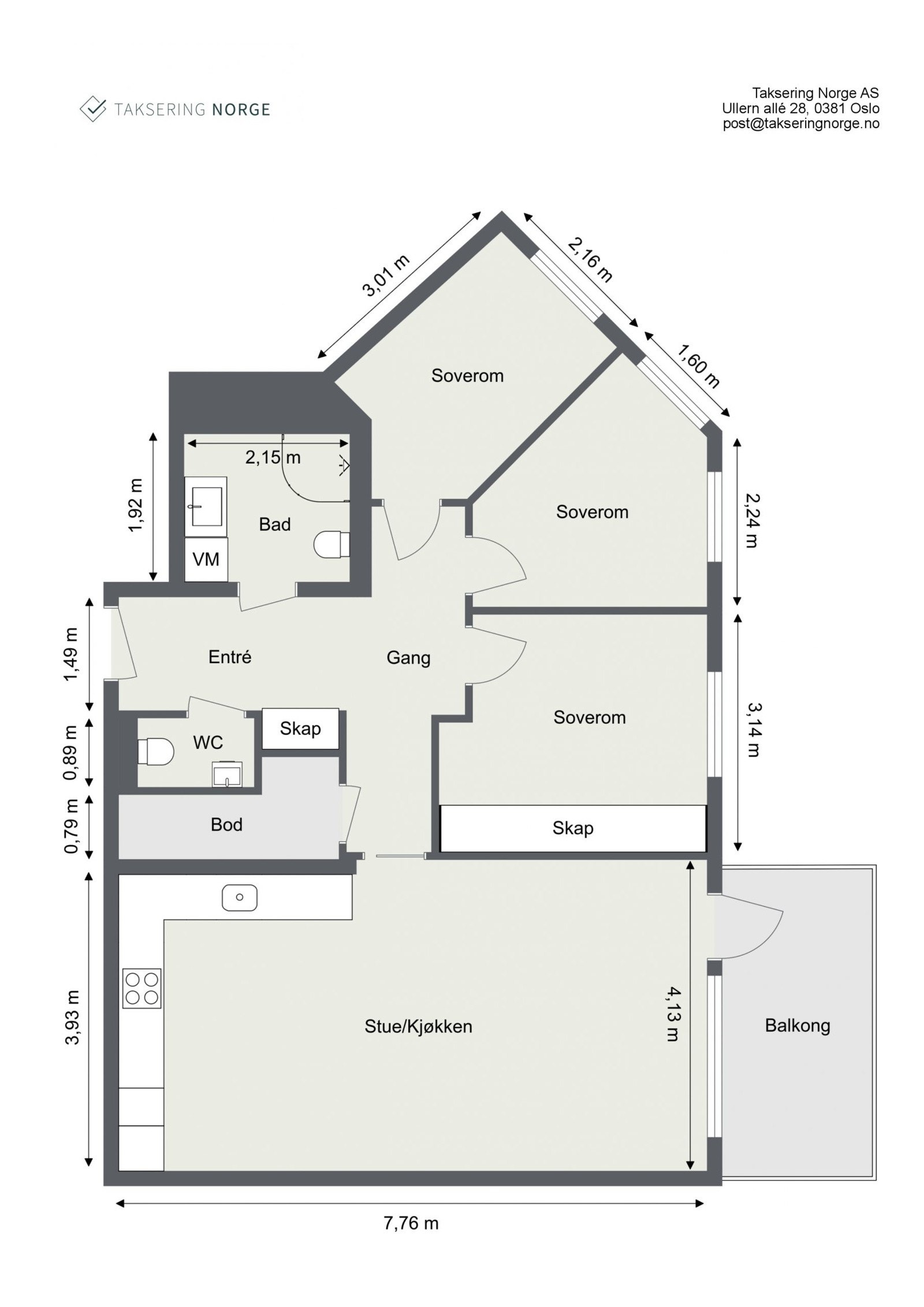 Målsatt planskisse - Leiligheten har en god intern beliggenhet i 4. etasje med heisadkomst (helt ned til garasjekjeller) Galleribilde