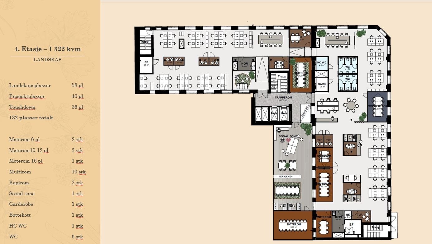 Plantegning 4. etasje Galleribilde