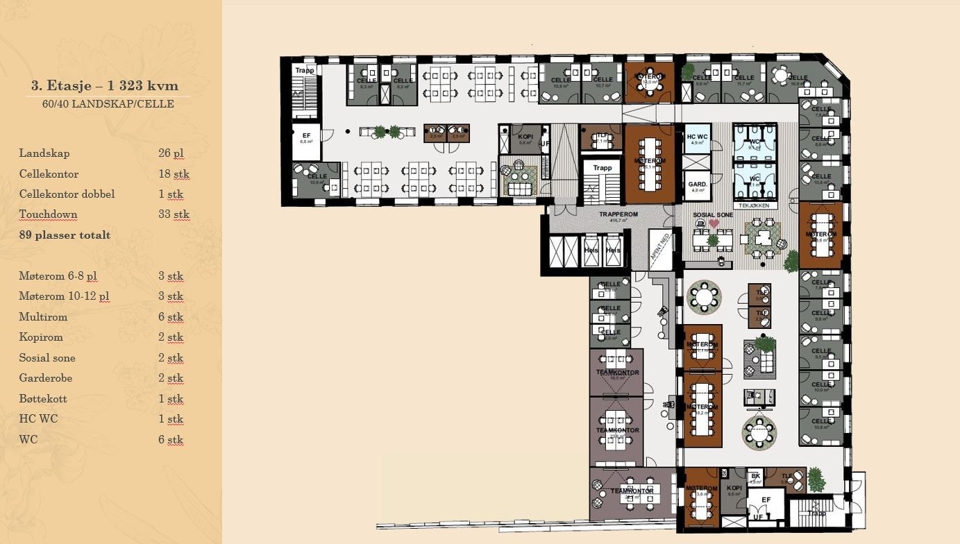 Plantegning 3. etasje Galleribilde