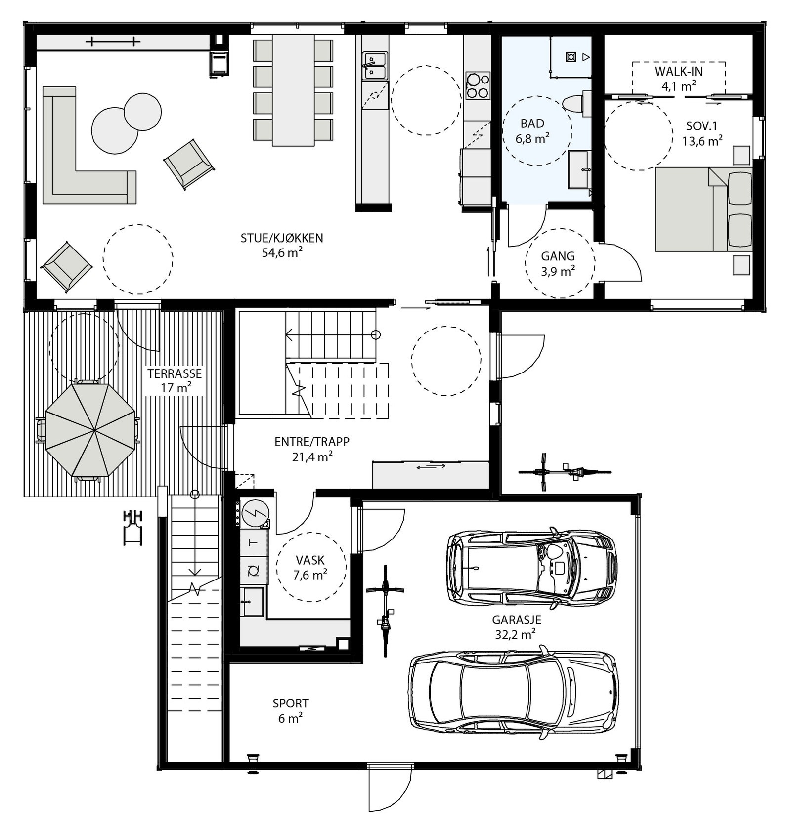 Plantegning 1. etasje Galleribilde