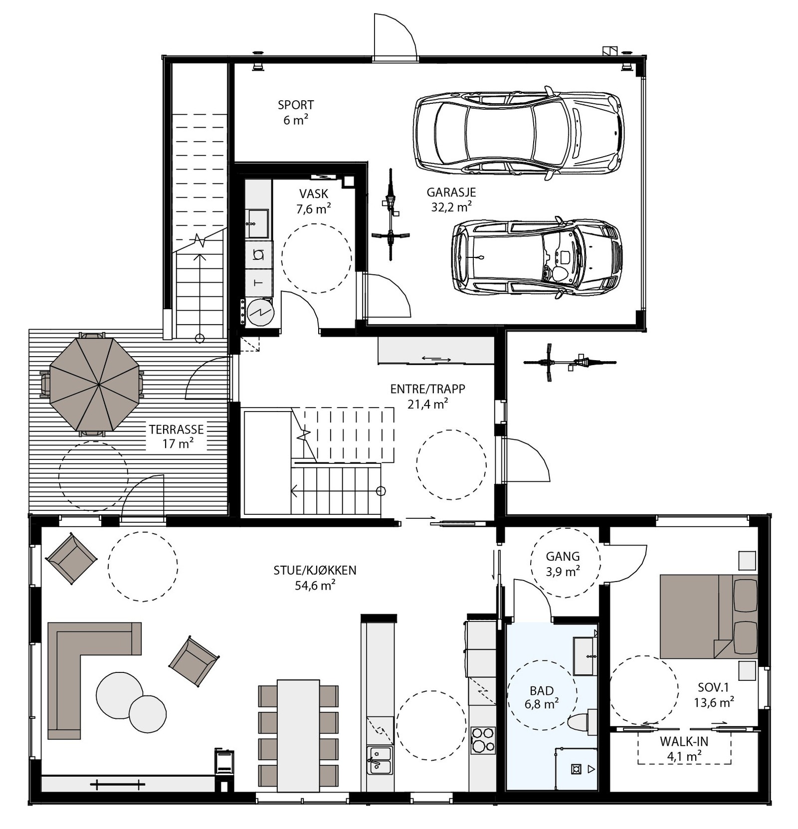 Plantegning 1. etasje Galleribilde