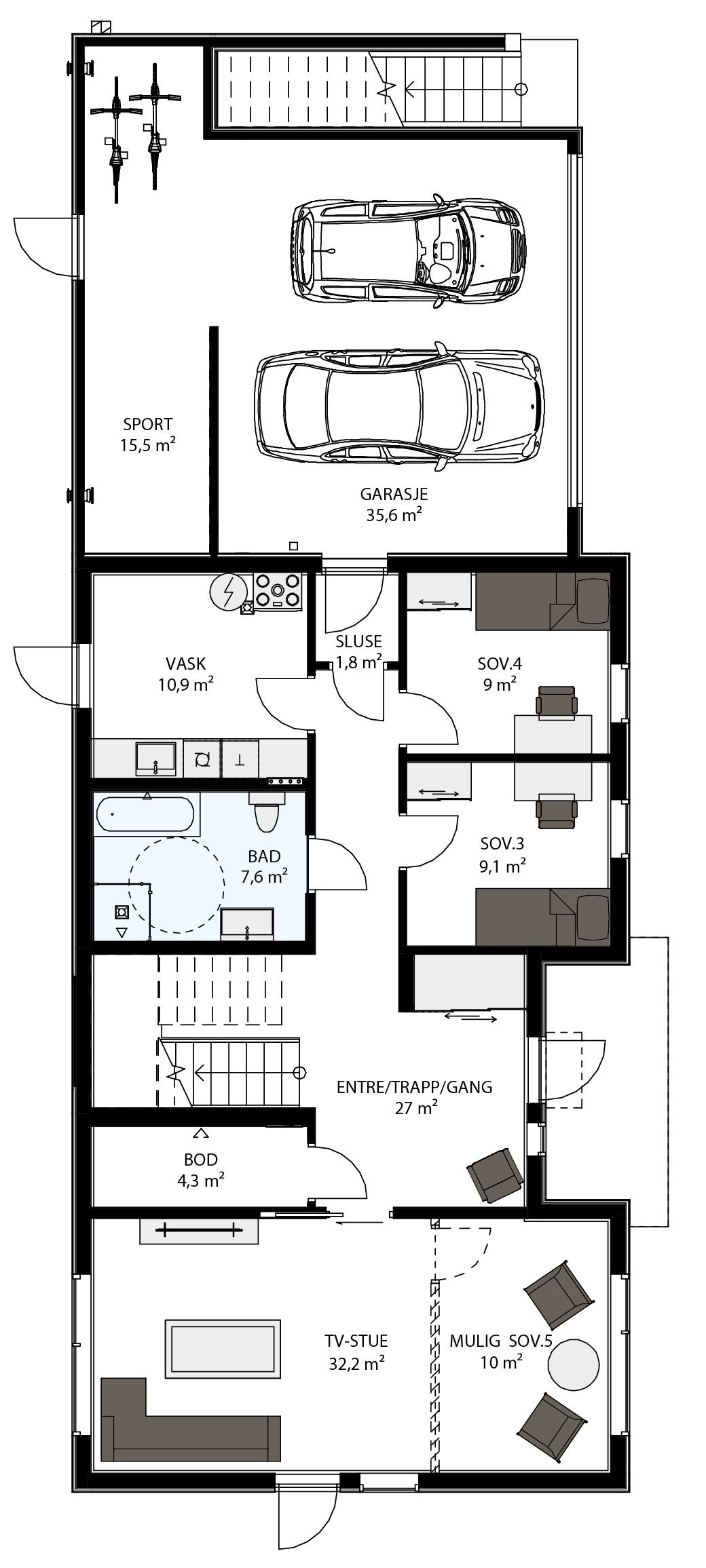 Planløsning 1. etasje Galleribilde