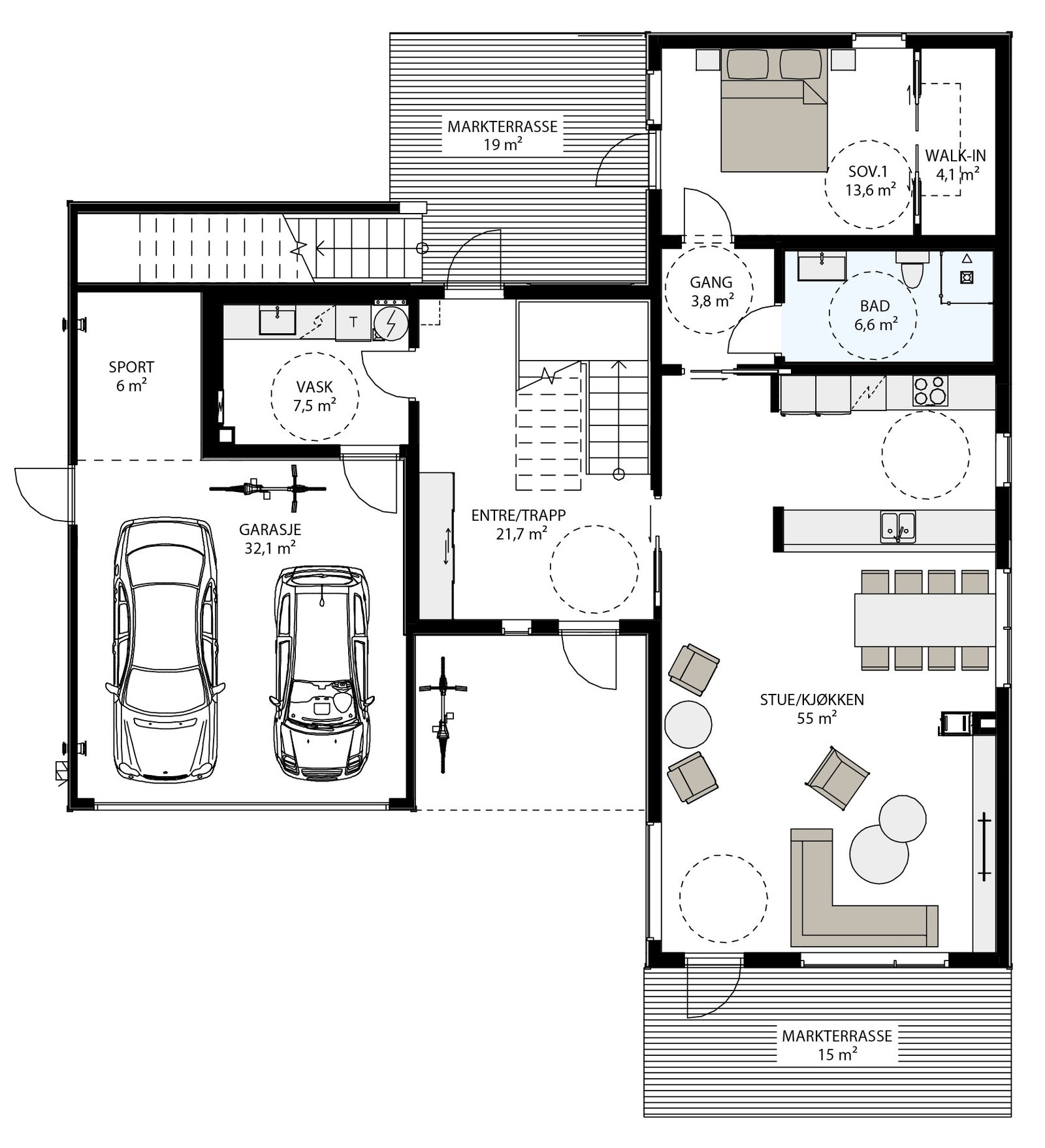 Plantegning 1. etasje Galleribilde
