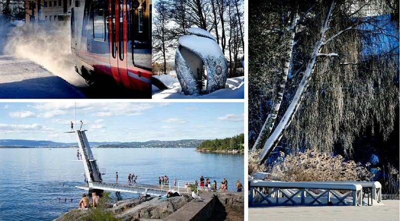Strender, buss og tog i umiddelbar nærhet. Bilde fra prospektet Galleribilde