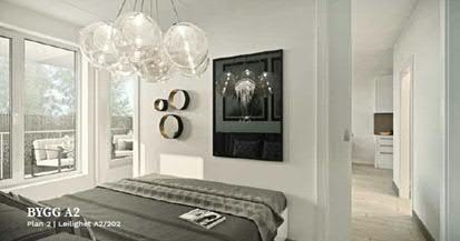 Hovedsoverom med inngang fra begge sider. Bilde fra prospektet Galleribilde