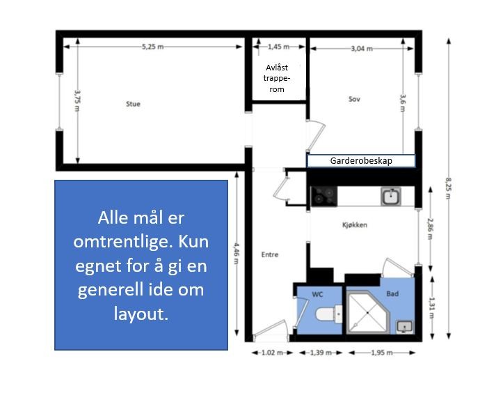 Skisse over leiligheten Galleribilde