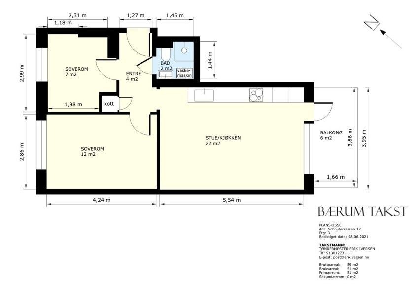 Plantegningen er ikke nøyaktig, men fra en tilsvarende leilighet (speilvendt) Galleribilde