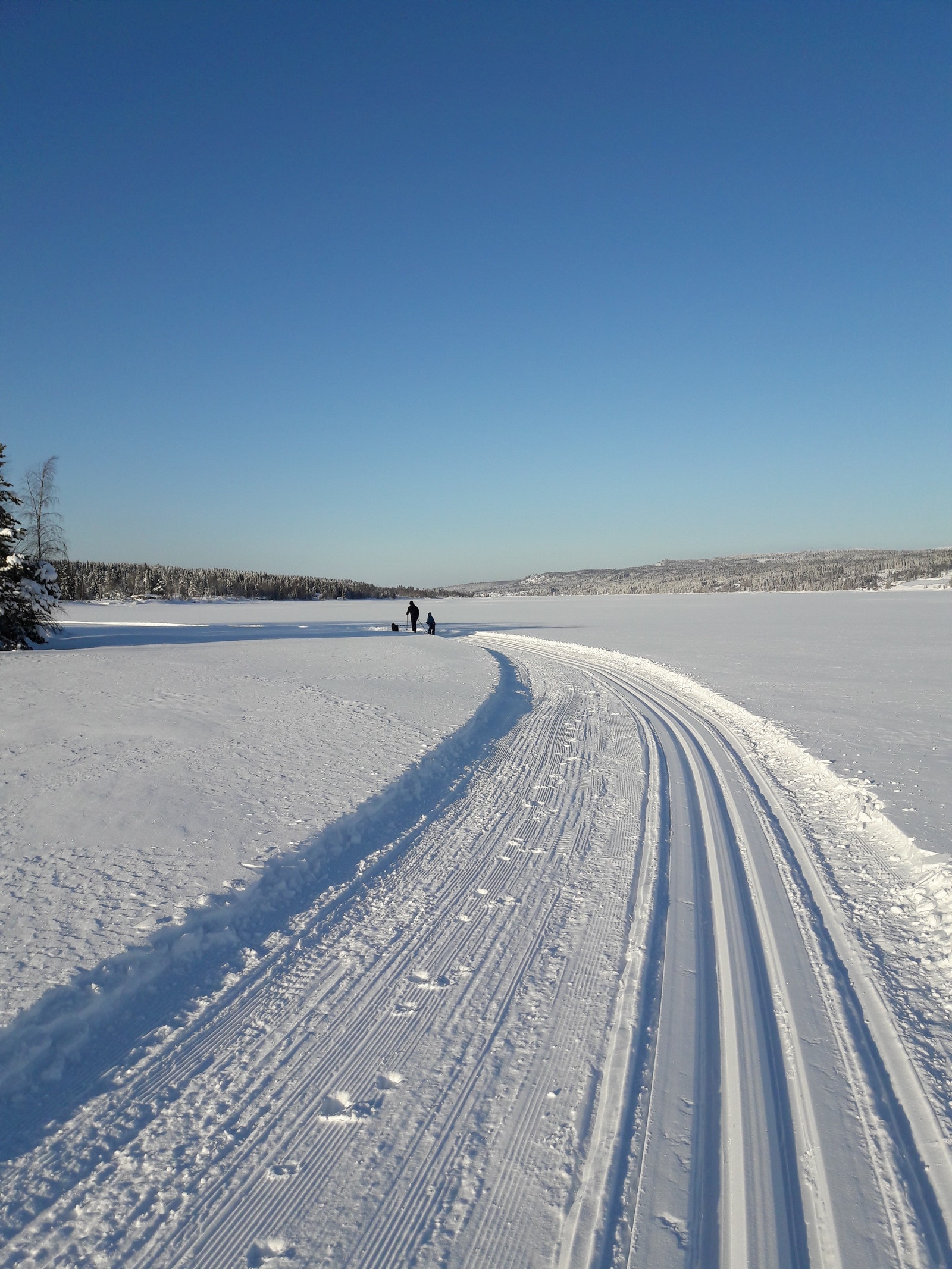 Fine skispor på sjøen Galleribilde