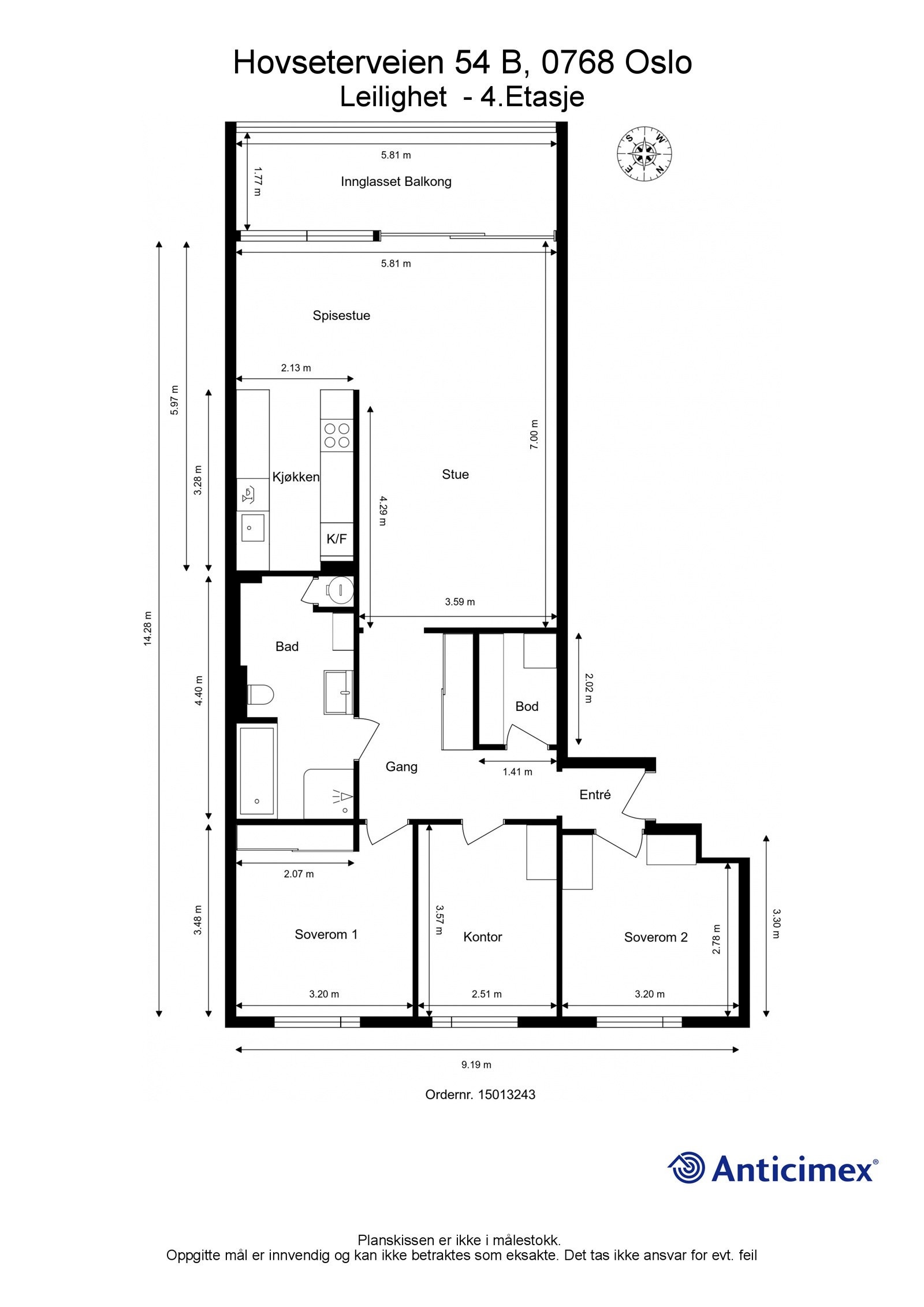 Plantegning Hovseterveien 54 B. Galleribilde