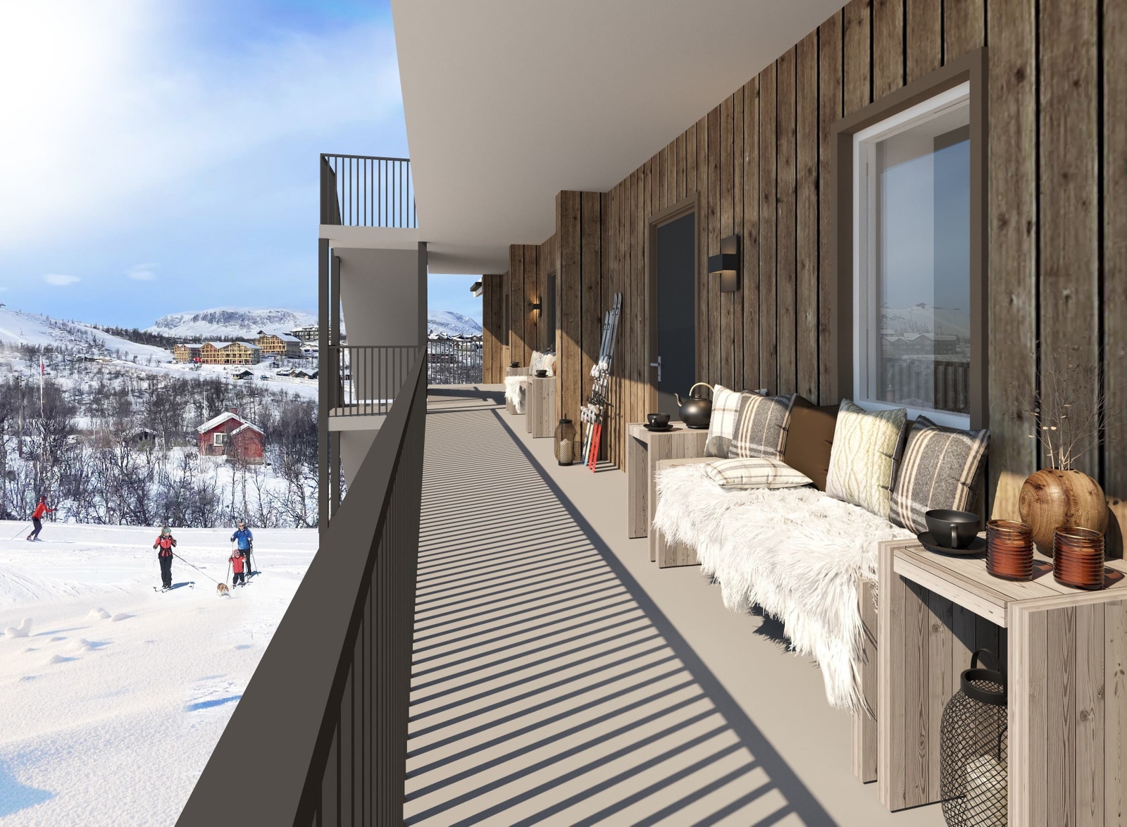 Svalgang med fin og lun solplass Galleribilde