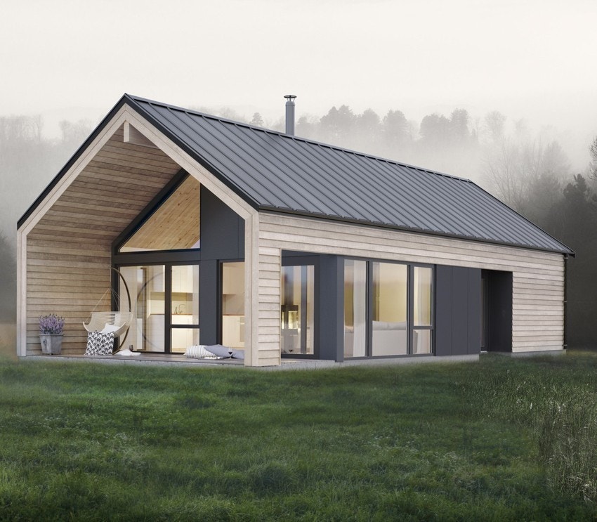 Illustrasjon av mulig hytte som kan oppføres - Koia Moderne, fra Norgeshus. Galleribilde