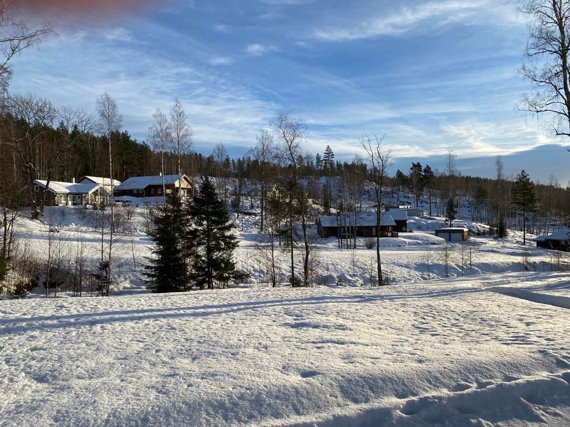 Området er preget av romslige tomter og store åpne fellesarealer Galleribilde