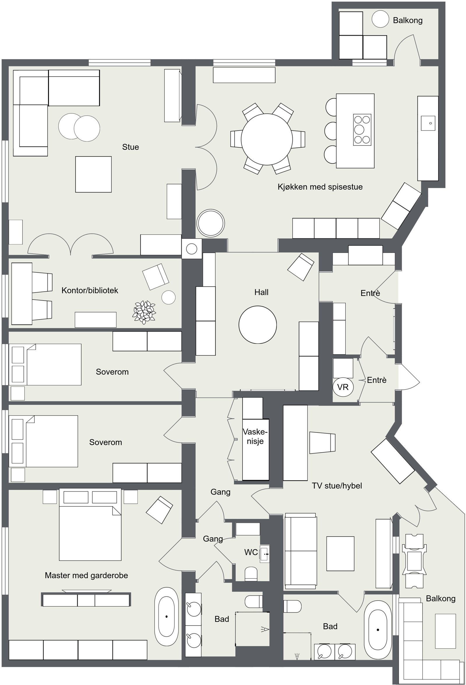 Endret planløsning fra leiligheten vi solgte i etasjen over Galleribilde